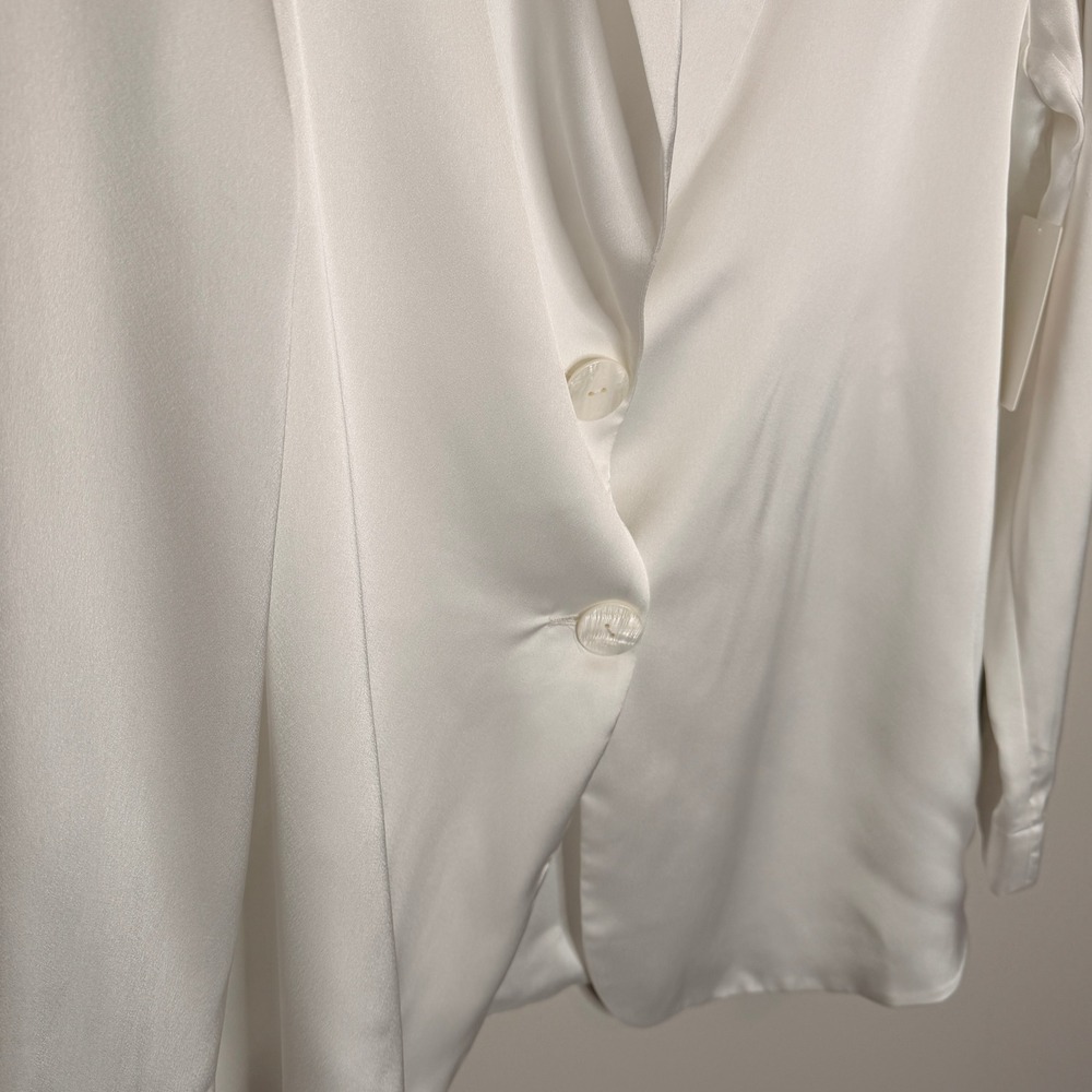 MUMU Weddings Felix Blazer White Satin Shawl Collar Single Button Size XL NWT - Picture 12 of 16